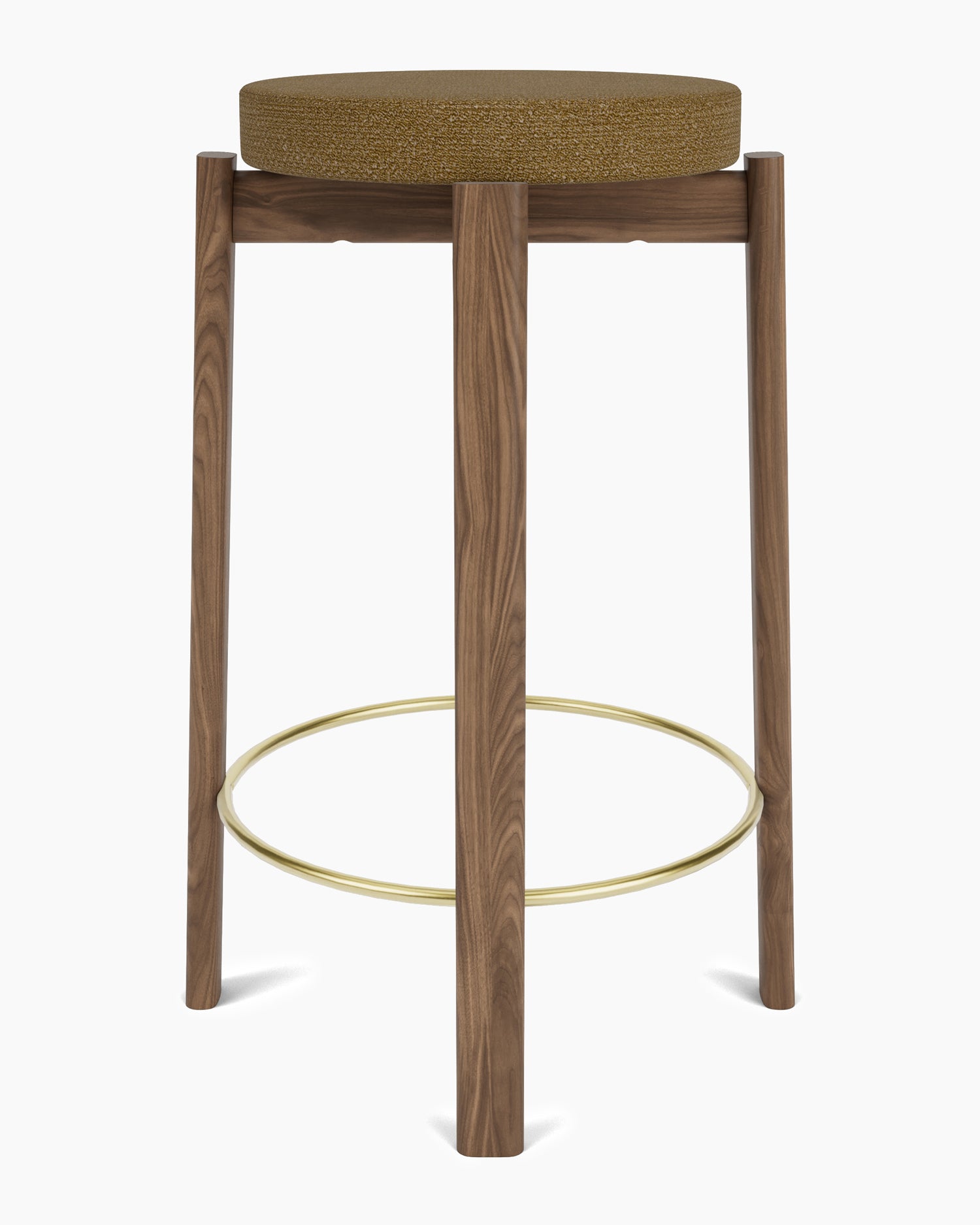 Passage Counter Stool- Walnut/Brass Ring/Bouclé 06