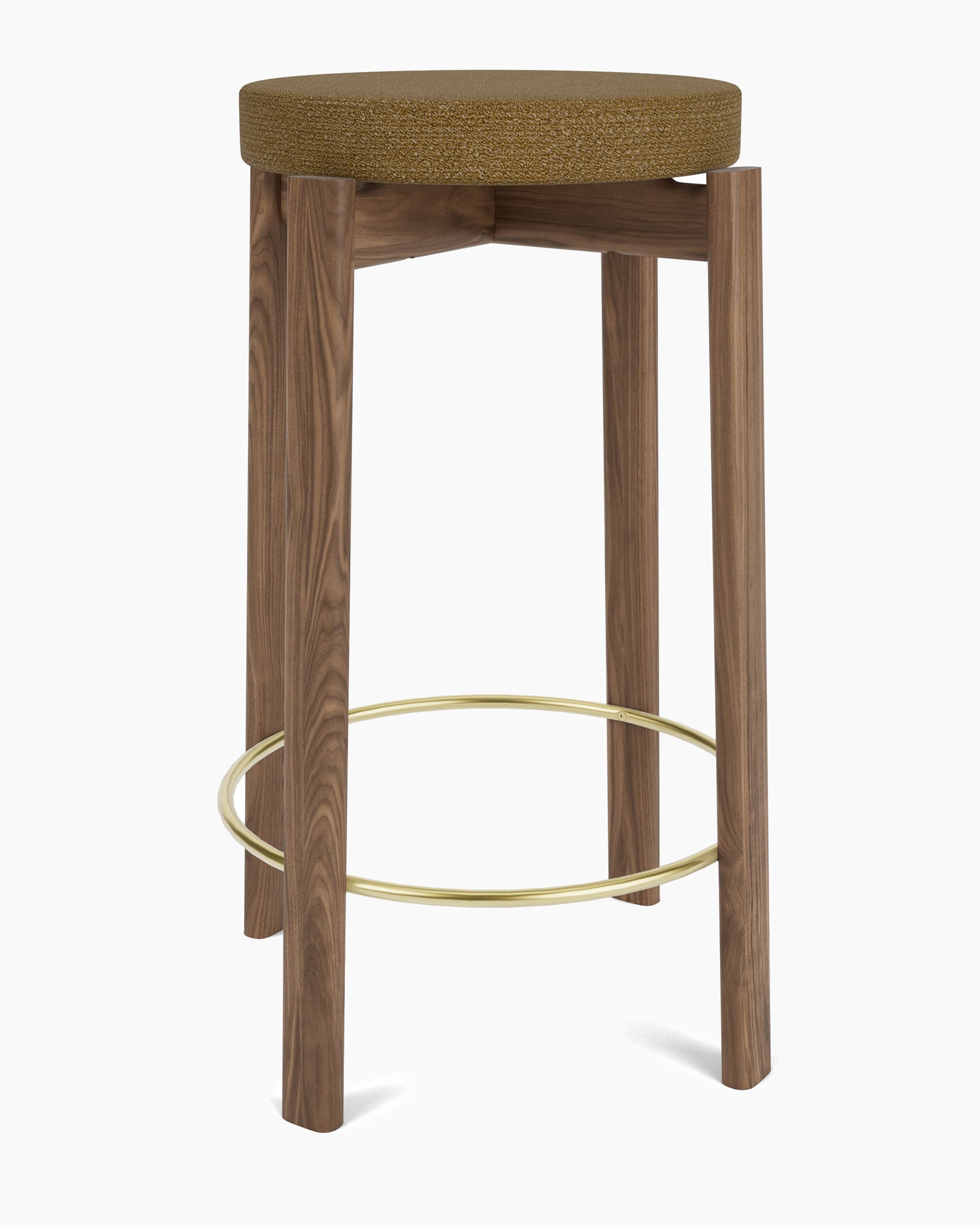 Passage Counter Stool- Walnut/Brass Ring/Bouclé 06