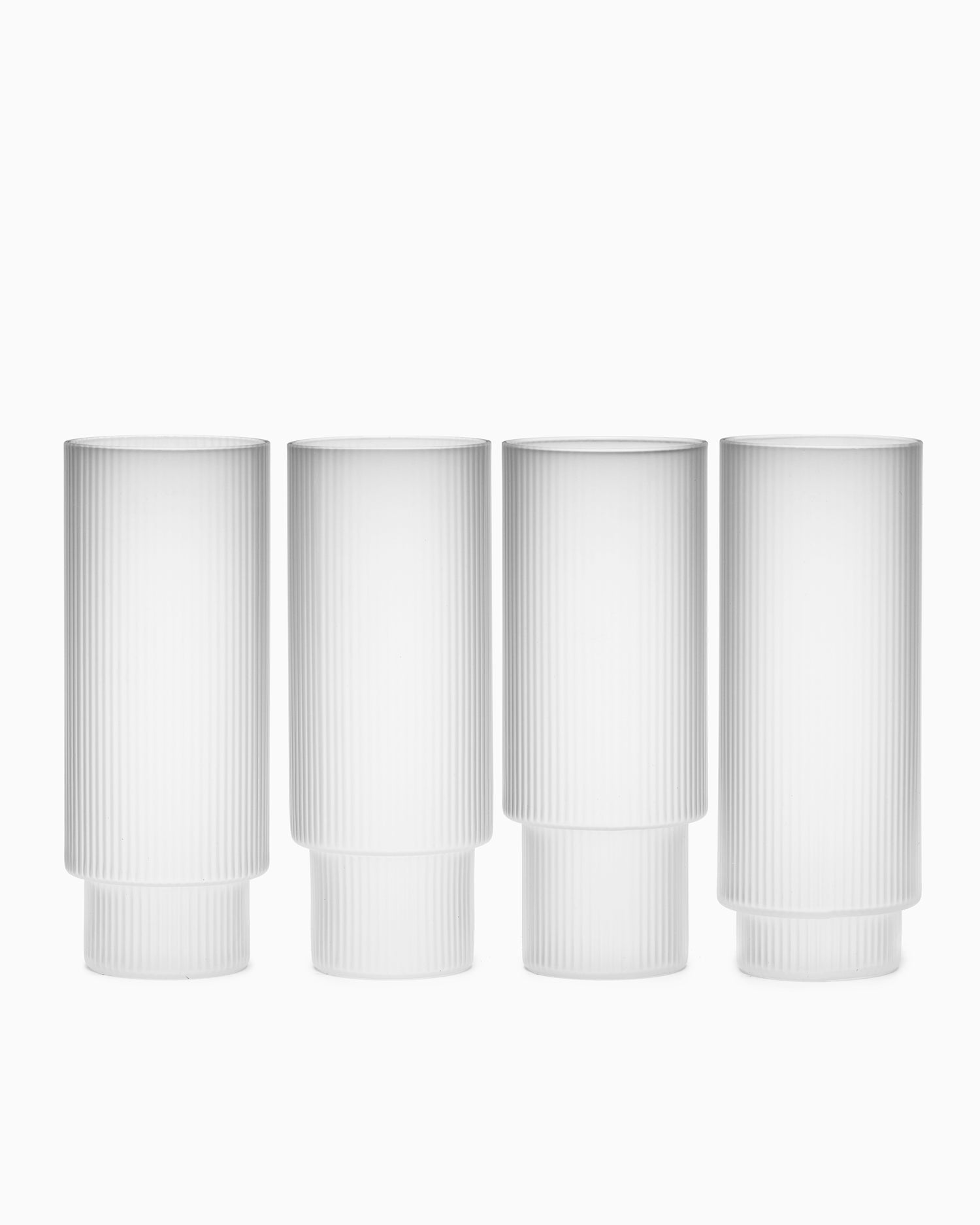 Ripple Long Drink Glasses Set of 4 - Frosted