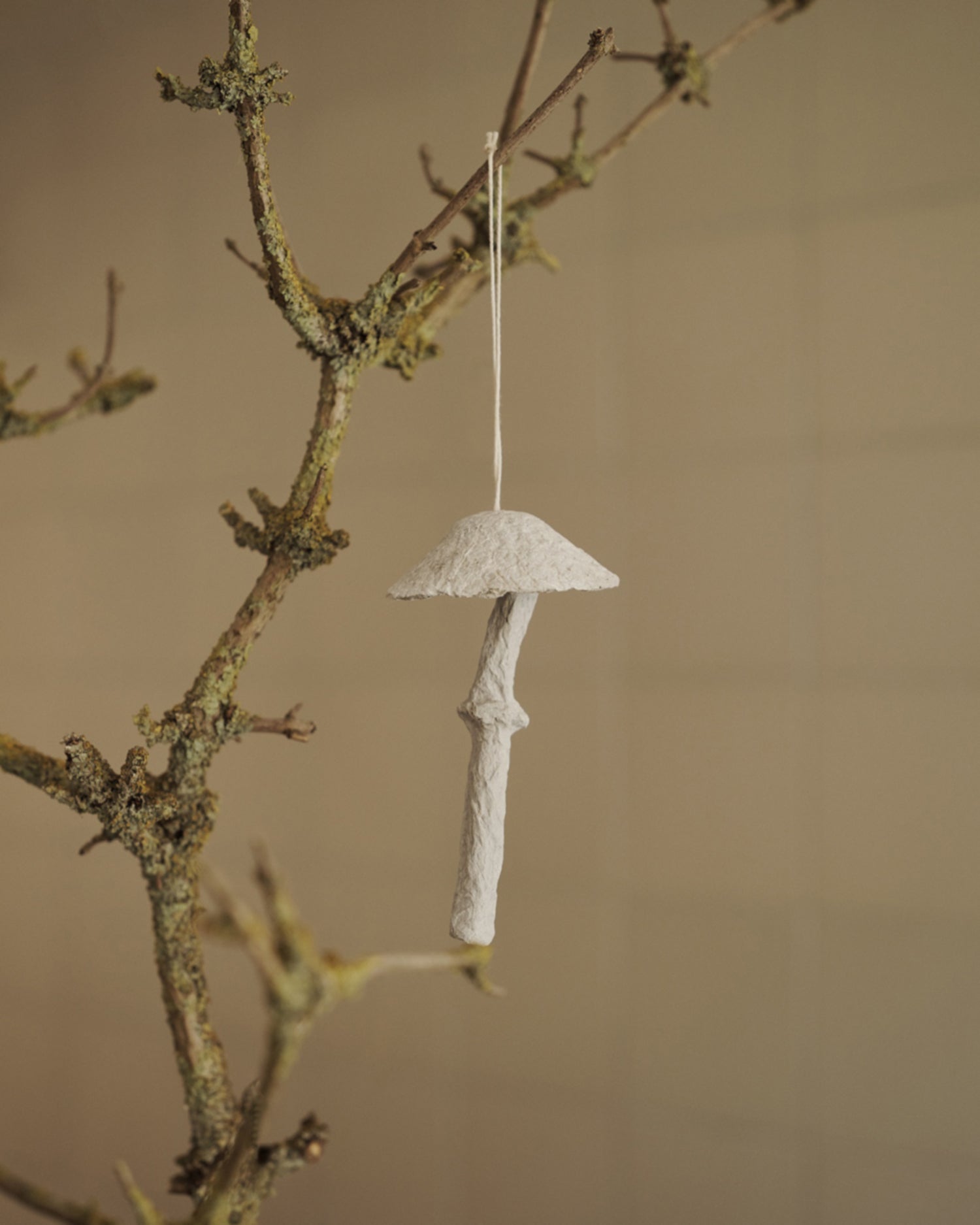 Mushroom Ornaments - Set of 4 - Faded White