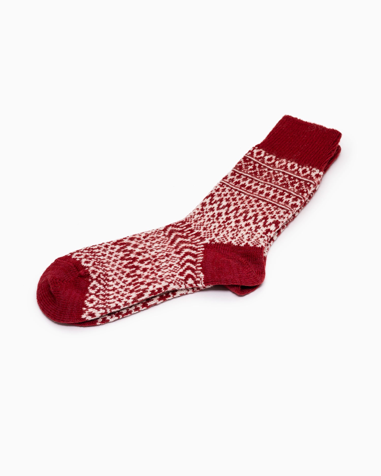 Wool Jacquard Socks - Wine