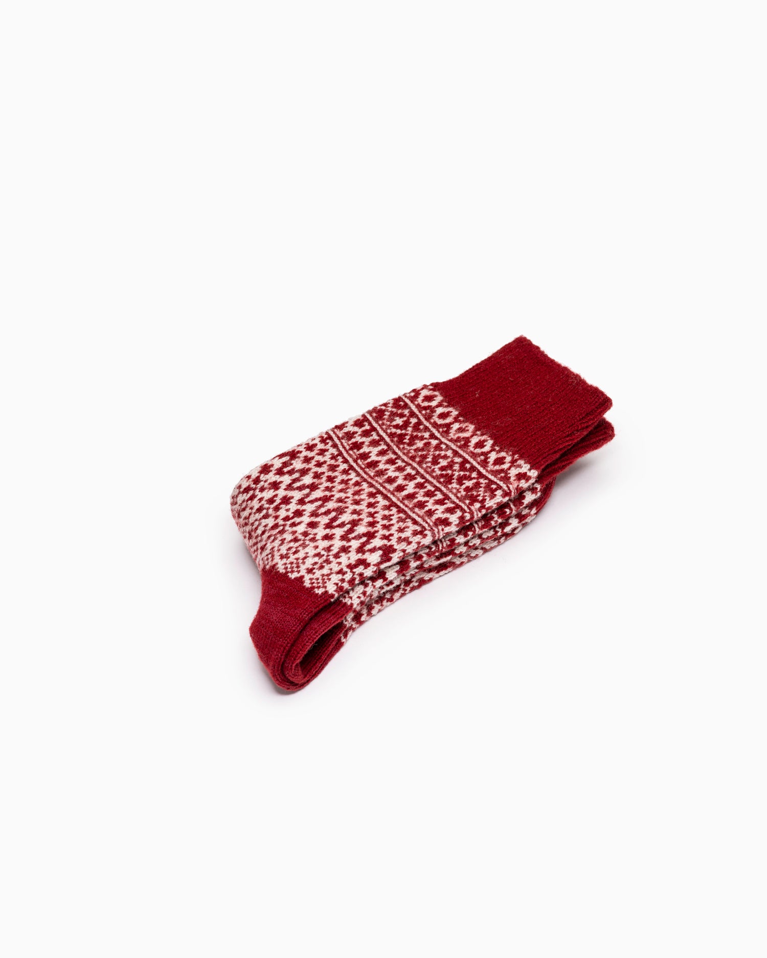 Wool Jacquard Socks - Wine