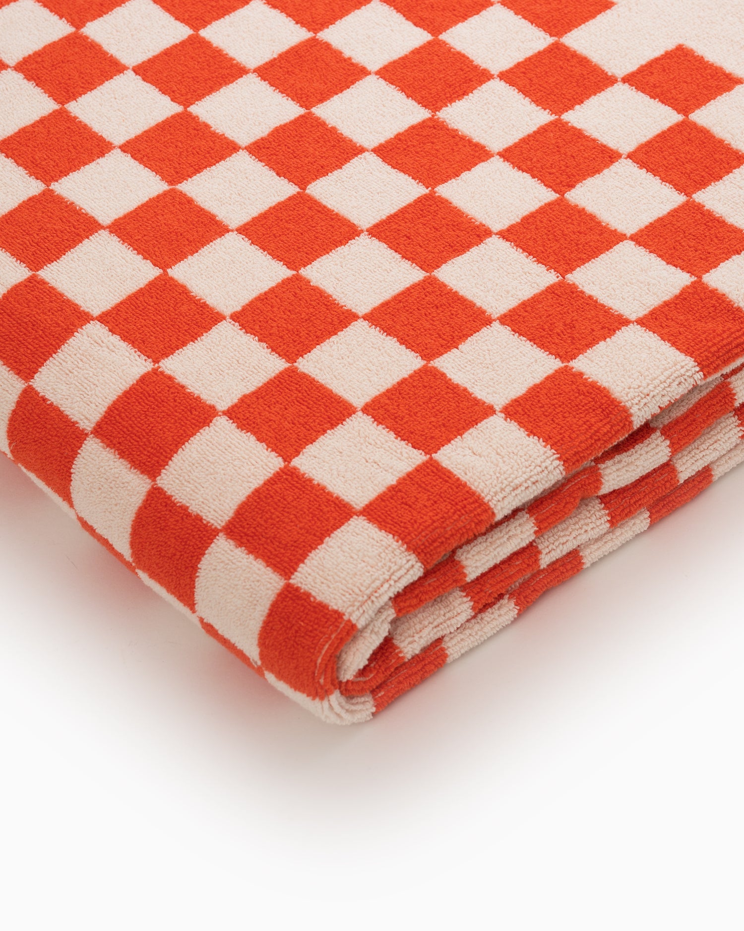 Cream Yellow and Crimson Red Checkerboard Hand & Bath Towel by  ColorfulPatterns