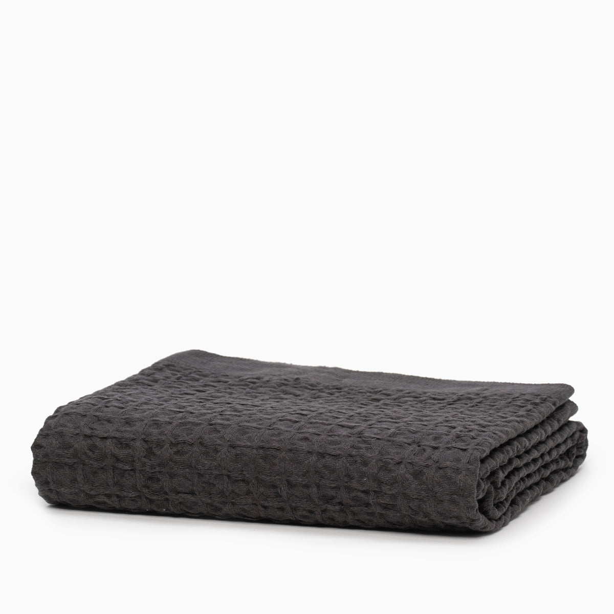 Lattice Linen Waffle Towel, Charcoal